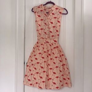 Flamingo A-Line Shirt Dress